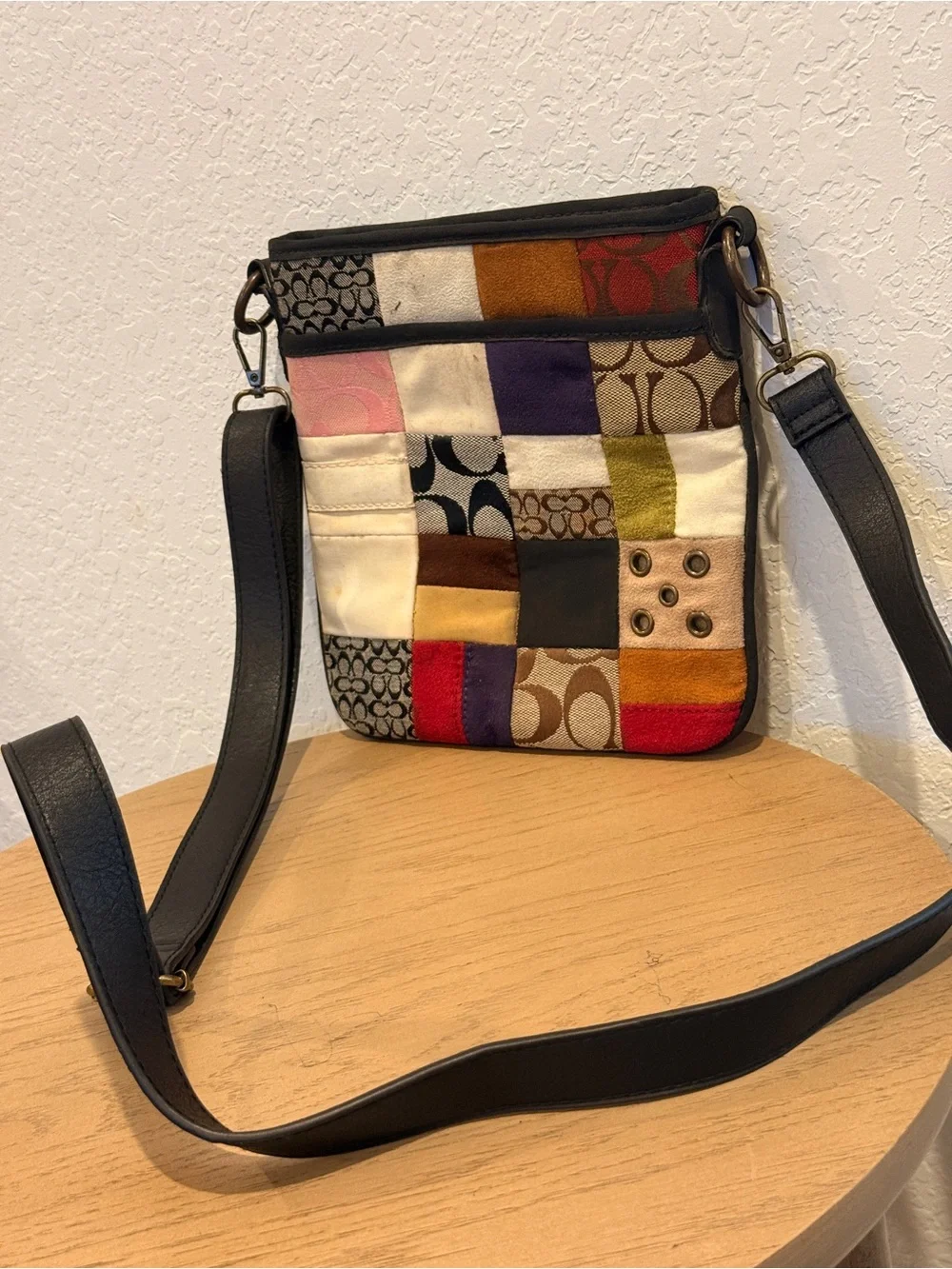 Coach Patchwork Crossbody in‎ Multi Patch Colors with Black Strap